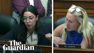 Marjorie Taylor Greene and Alexandria OcasioCortez clash in chaotic US House hearing [upl. by Roxine432]