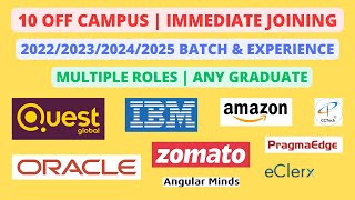 10 Off Campus  202220232024 batch amp Experienced  Any Graduate  Multiple role [upl. by Eenet]