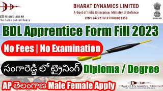 BDL Apprentice 2023 Form Fill Up 2023How to Bharat Dynamics Apprenticeship Apply Online 2023 [upl. by Ferren]