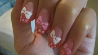 Ribbons amp Polka Dot Nail Art Tutorial [upl. by Masson433]