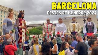 FESTES DE LA MERCÈ Barcelona 2024  Plantada i Cercavila de la Trobada Internacional de Gegants [upl. by Heer]