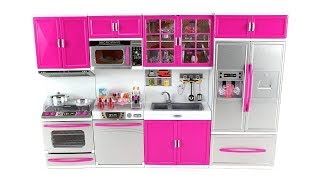 Barbie Kitchen Toy Set Unboxing  Modern Kitchen Set For Barbie  Barbie Kitchen Set [upl. by Ibbed]