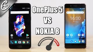 Nokia 8 vs OnePlus 5  Stock Android Battle Speedtest comparison [upl. by Ahsiuqet]