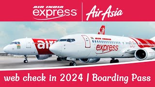 Air India Express Boarding Pass  How To Do Web Check in Online [upl. by Ilak]