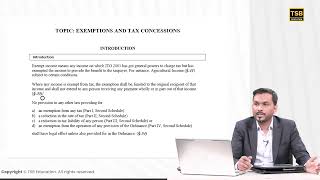 CA CFAP 5  Exemptions amp Tax Concessions  Introduction [upl. by Lyrradal]