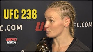 Valentina Shevchenko reacts to KO of Jessica Eye  UFC 238  ESPN MMA [upl. by Aneeres538]