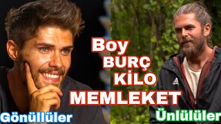 Survivor 2020 Tüm Kadro Burç Boy Memleket Ve Kiloları [upl. by Rolfston]