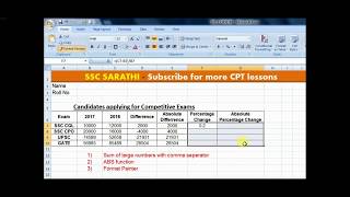 Important functions of MS Excel  SSC CGL CPT Module 2 [upl. by Attegroeg]