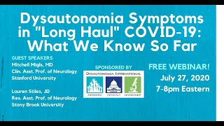 Webinar Dysautonomia Symptoms in LongHaul COVID19 [upl. by Oiram39]