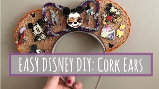 EASY DISNEY DIY Cork Board Ears  Disney Pin Trading  How to display Disney pins [upl. by Enyawd]