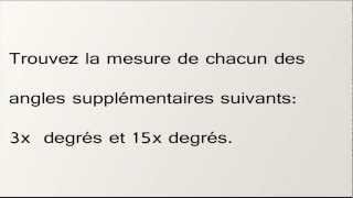 Cours Privés Mathématiques  Exercice de géométrie sur les angles supplémentaires secondaire 3 [upl. by Refotsirk568]