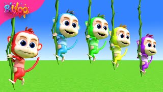 Five Little Monkeys Song  Colorful Monkeys  BluLoo Nursery Rhymes amp Kids Songs [upl. by Jackquelin]