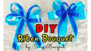 Cara jimat buat riben menggunakan riben satin ll simple ribbon tutorial ll reben bouquet [upl. by Andros]