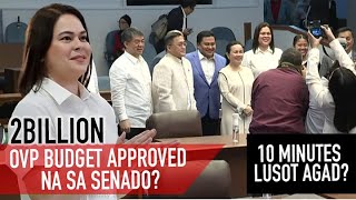 BUDGET NG OVP APROBADO SA SENADO SA LOOB NG SAMPUNG MINUTO FULL VIDEO duterte ovpbudget sara [upl. by Nikal]