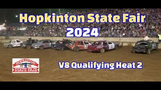 Hopkinton Fair 2024 Saturday V8 Qualifying Heat 2 Demolition Derby 4K UHD [upl. by Aerahs]