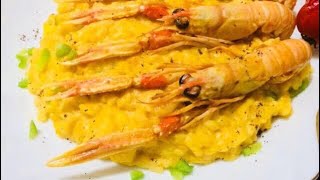 Risotto alla crema di scampi 🦐 ريزوتوا الاكريما دي سكامبي ❤️😋❤️👌👩‍🍳 [upl. by Elyl731]