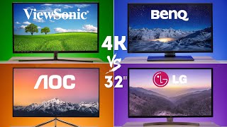 4k 32 inch monitor comparison LG 32UN650 W vs ViewSonic VX3211 4K MHD vs BenQ PD3200U vs AOC U32U1 [upl. by Mars758]