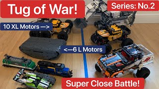 TUG OF WAR featuring Lego Technic models Liebherr R 9800 42100 42099 vs 9398 42065 MOCEpic Battle [upl. by Orv585]