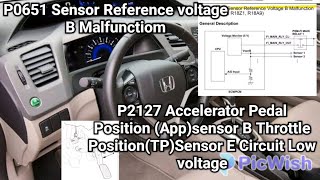 P0651 Sensor Reference voltage B Malfunction P2127 Accelerator Pedal Position Appsensor B [upl. by Bathilda]