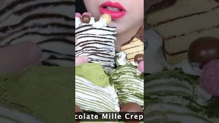 asmr CHOCOLATE amp MATCHA CREPE CAKES Ferrero 🍰🍵 soft eating sounds [upl. by Cho]