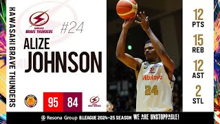 TRIPLEDOUBLE Alize Johnson  Nagoya Diamond Dolphins vs Kawasaki Brave Thunders  BLEAGUE [upl. by Thirza]