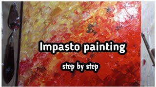 Easy impasto painting tutorial  Flowers Acrylic painting for beginners [upl. by Akinej]