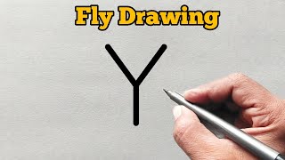 How to draw fly from letter Y  Easy Fly Drawing for beginners  letter drawing [upl. by Schiff]