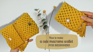 Simple and easy way to make a DIY macrame wallet  Him Macrame tutorial [upl. by Boniface816]