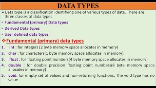 TOPIC 8  DATA TYPES IN C [upl. by Lebiram]