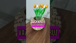 Ahşap boncuktan vazo yapıyoruz woodenhead vase diy [upl. by Akiram]