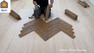 How to Install Herringbone Wood Flooring [upl. by Groveman515]