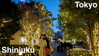 Shinjuku Christmas Illumination  Tokyo Walk 4k [upl. by Toole]