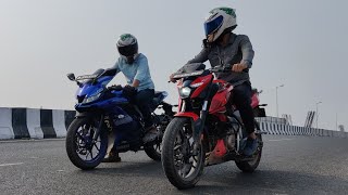 Pulsar N250 vs R15 V3 Race [upl. by Hardner]