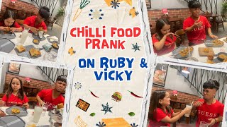 CHILLI FOOOD PRANK 🌶️🌶️  RUBY amp VICKY 🤢🤢🥵 Harwinder Kaur Ruby  Ruby9606 [upl. by Reldnahc678]