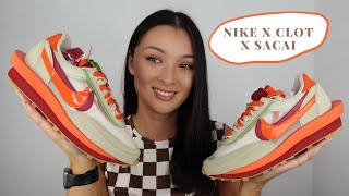 CLOT x sacai x Nike LDWaffle Net Orange Blaze  Review and on feet [upl. by Rovelli]