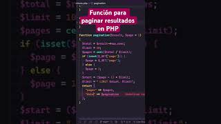 Aprende a crear funciones para paginar resultados en PHP shorts php javascript [upl. by Ikcaj]