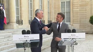 Frances Macron holds talks with NATO chief in Paris reaffirms longterm Ukraine support [upl. by Rehctelf]