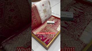 A very beautiful pure satin silk gharchola white and pink colour Sarees trendingyoutube fashion￼ [upl. by Webber]