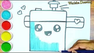 Pressure cooker Drawing  How to draw a pressure cooker Drawing Easy [upl. by Arlan]