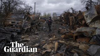 Ukraine drone footage shows scale of destruction in Chernihiv [upl. by Laspisa859]