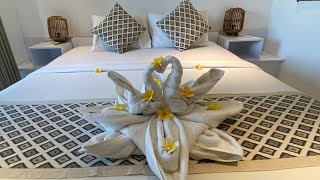 TOWEL FOLDING SWAN  HOUSEKEEPING TOWEL ART [upl. by Eniluj]