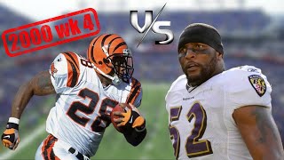 Corey Dillon vs Ray Lewis 2000 wk 4  RB vs LB Matchup [upl. by Parke]