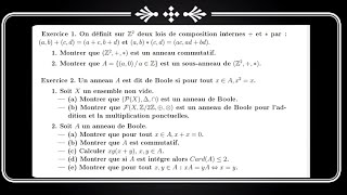 TD N° 2 Algebre 2 exercice 1 et 2 Anneau de Boole [upl. by Schulman]