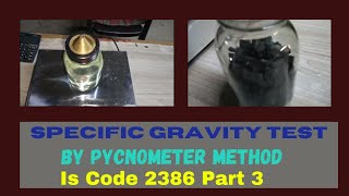 Specific gravity test of Pycnometer with calculation [upl. by Ro]