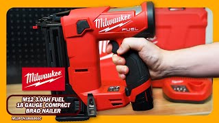 Milwaukee M12 30Ah FUEL 18 Gauge Brushless Cordless Compact Brad Nailer Kit  M12FCN18GS301C [upl. by Candice]