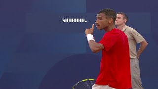 Félix AugerAliassime shushes annoying fan during Olympic match vs Ruud [upl. by Denten]