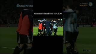 TODOS LOS GOLES DE MESSI A URUGUAY messi goat argentina football [upl. by Draude]