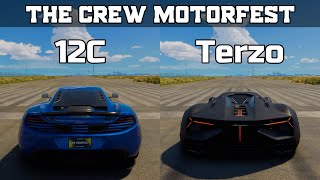 The Crew Motorfest  McLaren 12C vs Lamborghini Terzo Millennio  Drag Race [upl. by Sllew97]