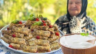 Zeytunluturşulu quzu ətindən KƏLƏM DOLMASI bişirdik🐑 Samovar çayı dəmlədik 🌙 [upl. by Smallman]