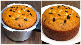 Plum Cake in Pressure Cooker  Eggless amp Without Oven  Perfect Plum Cake Recipe [upl. by Candis683]